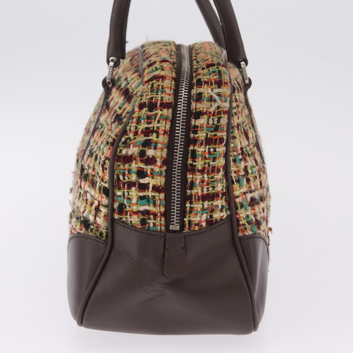 PRADA Tote Bag Tweed Multicolor Silver Auth BA16801