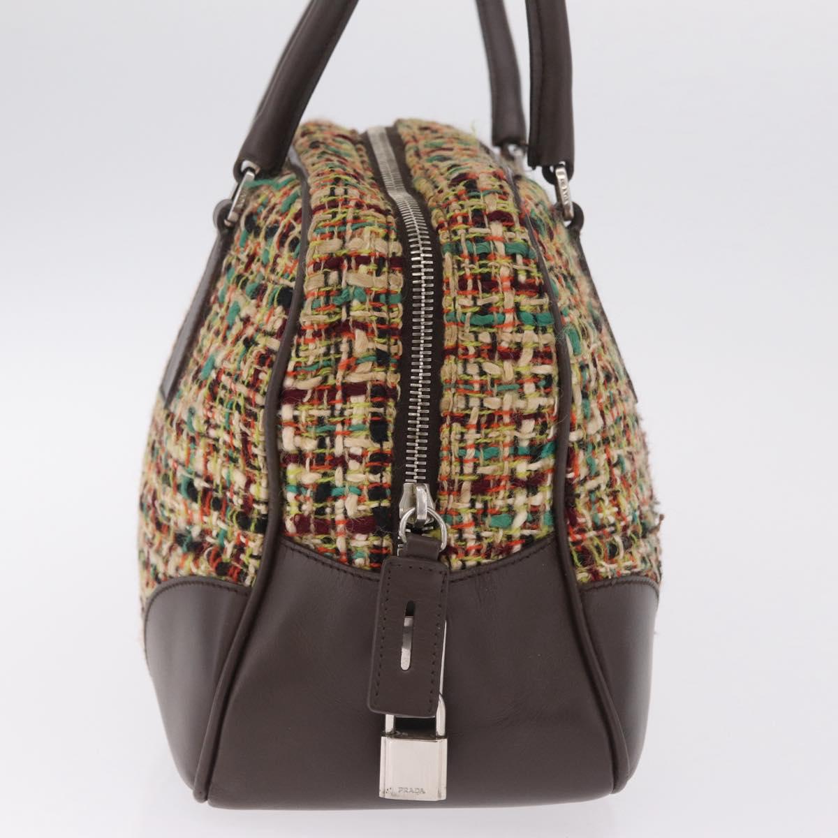 PRADA Tote Bag Tweed Multicolor Silver Auth BA16801