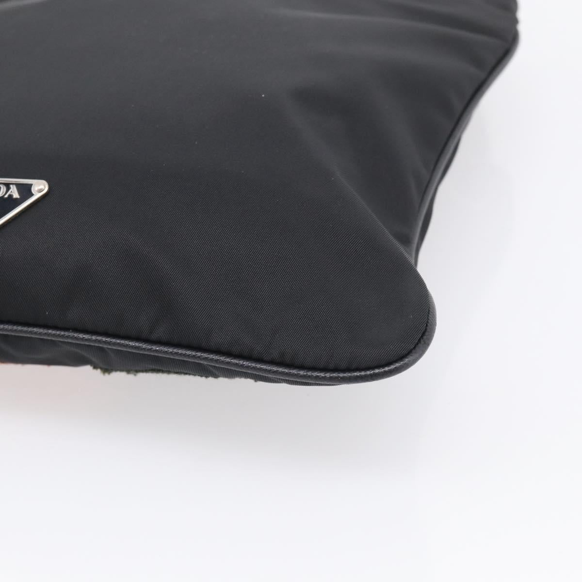 PRADA Shoulder Bag Nylon Black Silver Auth BA16806A