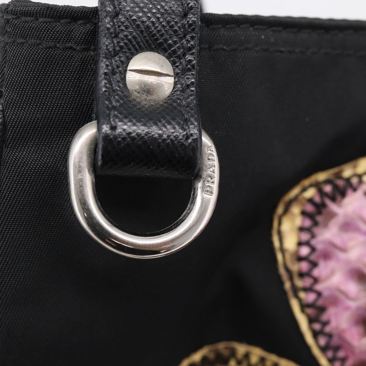 PRADA Shoulder Bag Nylon Black Silver Auth BA16806A