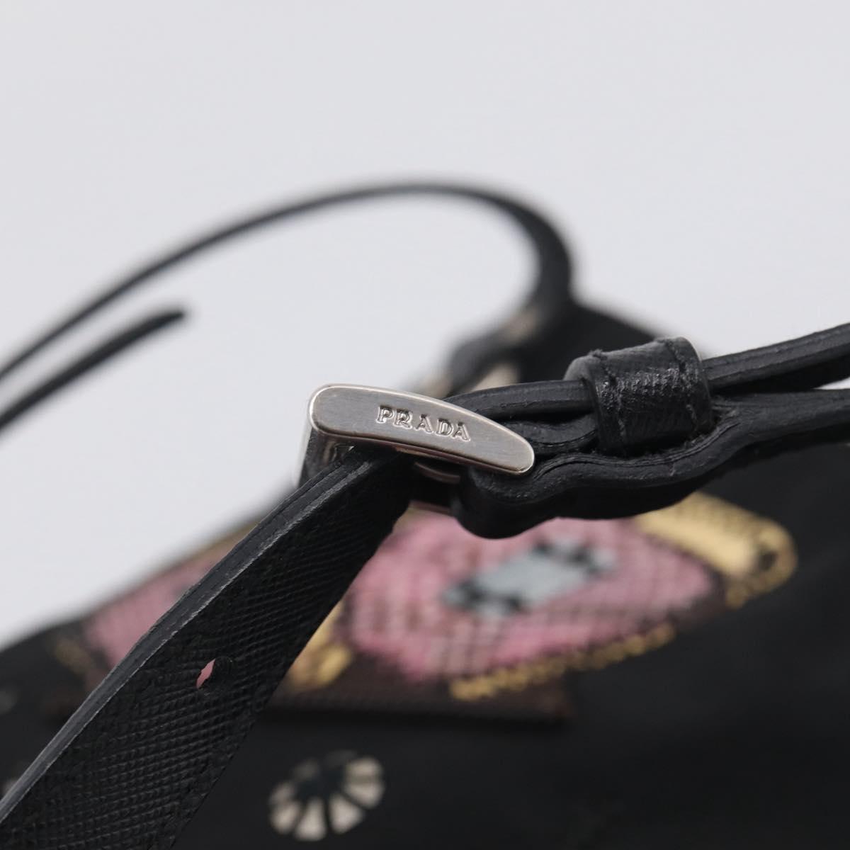 PRADA Shoulder Bag Nylon Black Silver Auth BA16806A