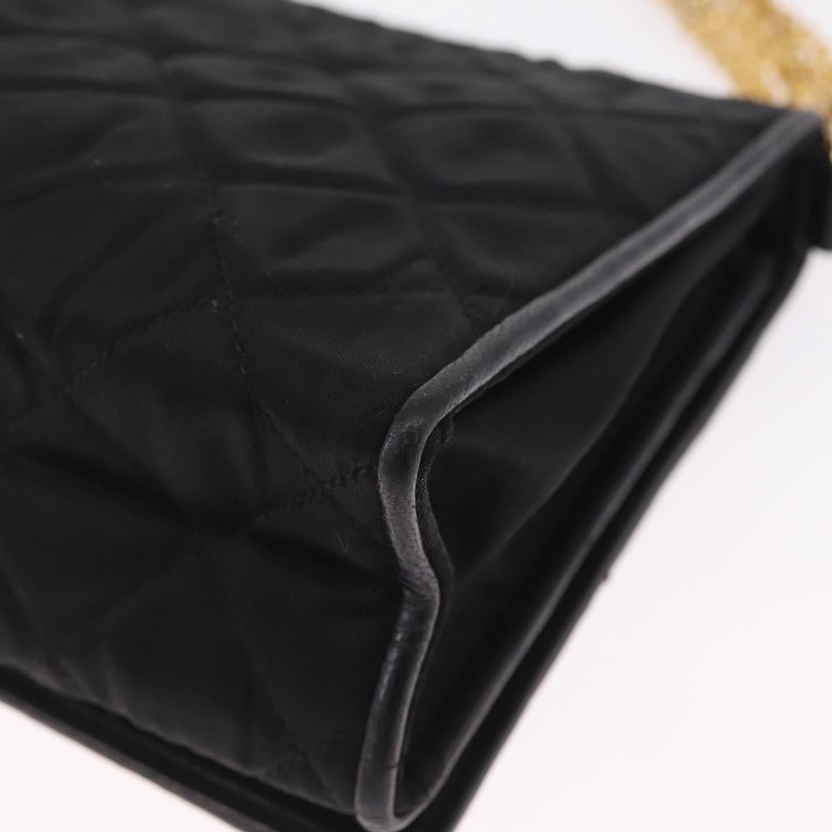 CHANEL Matelasse Chain Shoulder Bag Nylon Black Gold Tone CC Auth BA16807A
