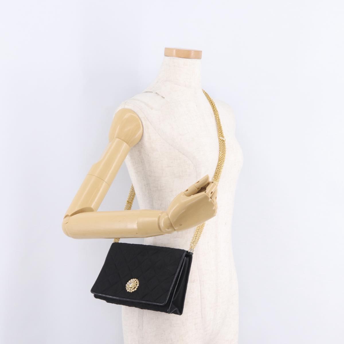 CHANEL Matelasse Chain Shoulder Bag Nylon Black Gold Tone CC Auth BA16807A
