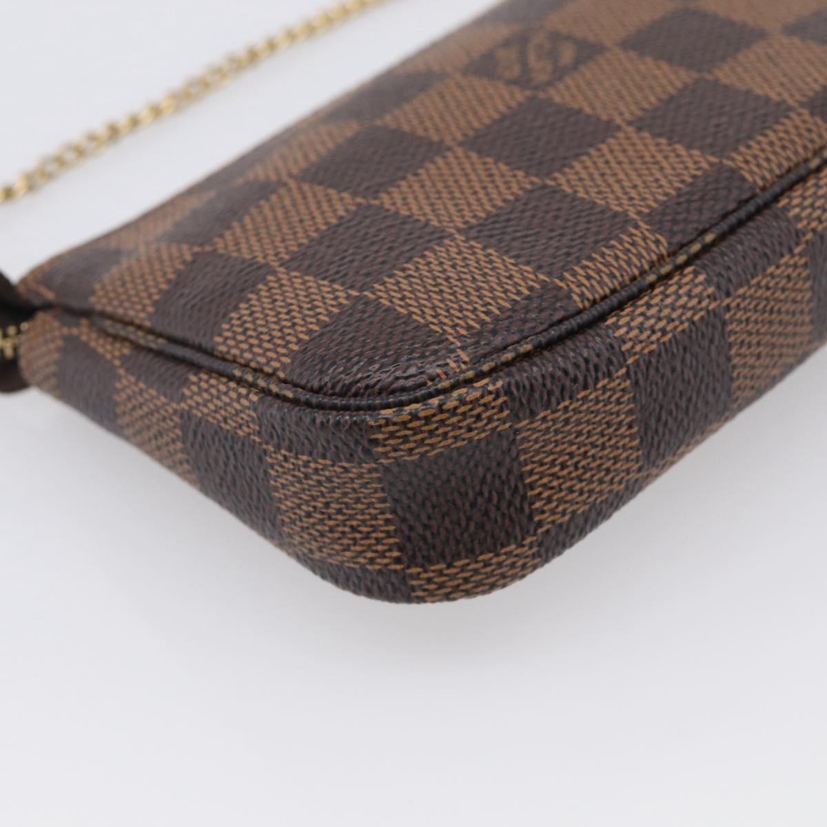 LOUIS VUITTON Damier Ebene Mini Pochette Accessoires Pouch N58011 Auth BA16809V