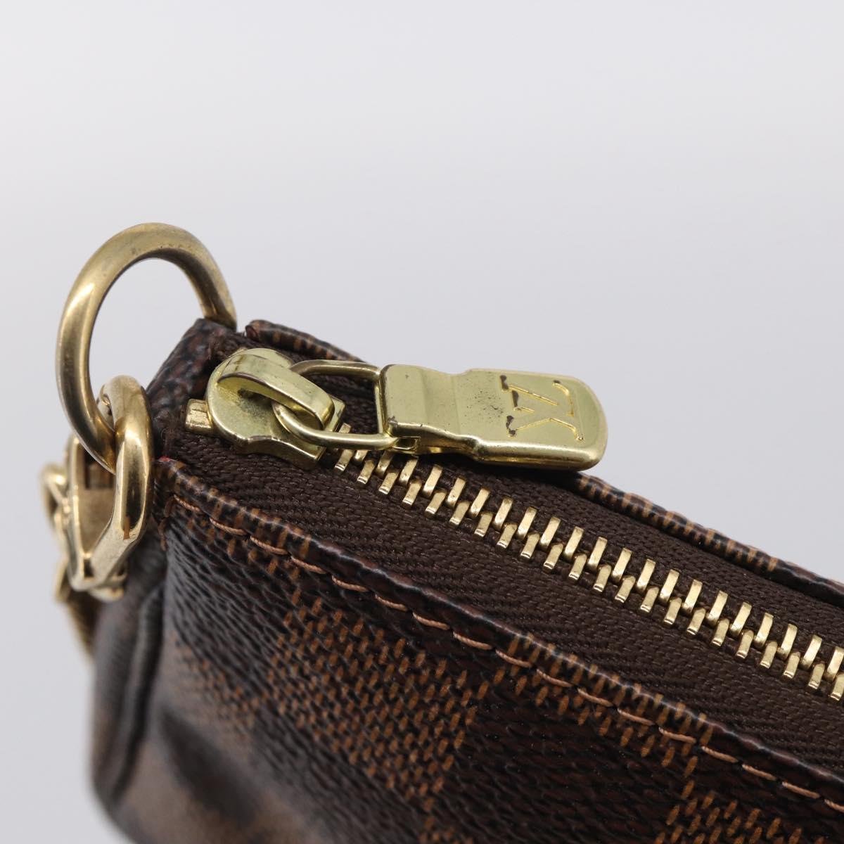 LOUIS VUITTON Damier Ebene Mini Pochette Accessoires Pouch N58011 Auth BA16809V