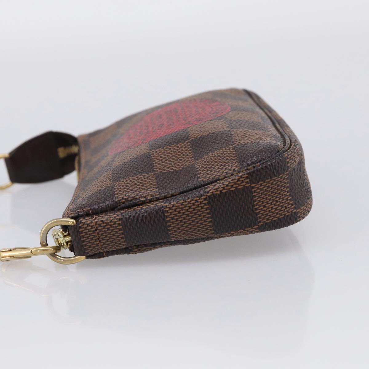 LOUIS VUITTON Damier Ebene Mini Pochette Accessoires Pouch N58011 Auth BA16809V