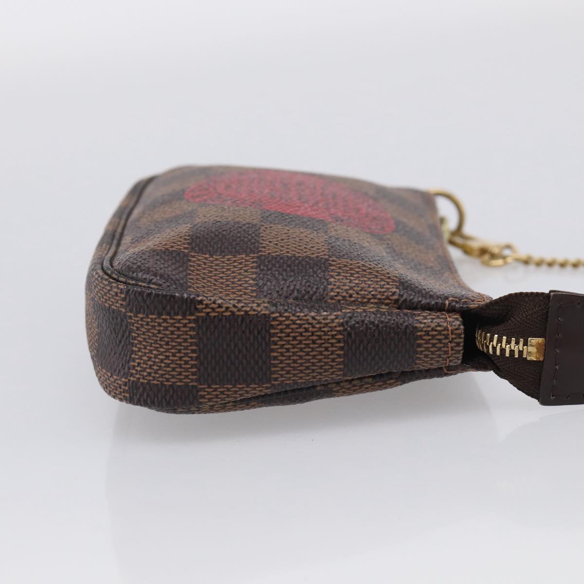 LOUIS VUITTON Damier Ebene Mini Pochette Accessoires Pouch N58011 Auth BA16809V