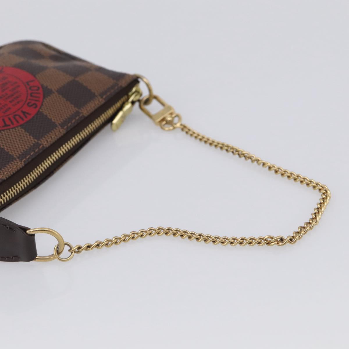 LOUIS VUITTON Damier Ebene Mini Pochette Accessoires Pouch N58011 Auth BA16809V
