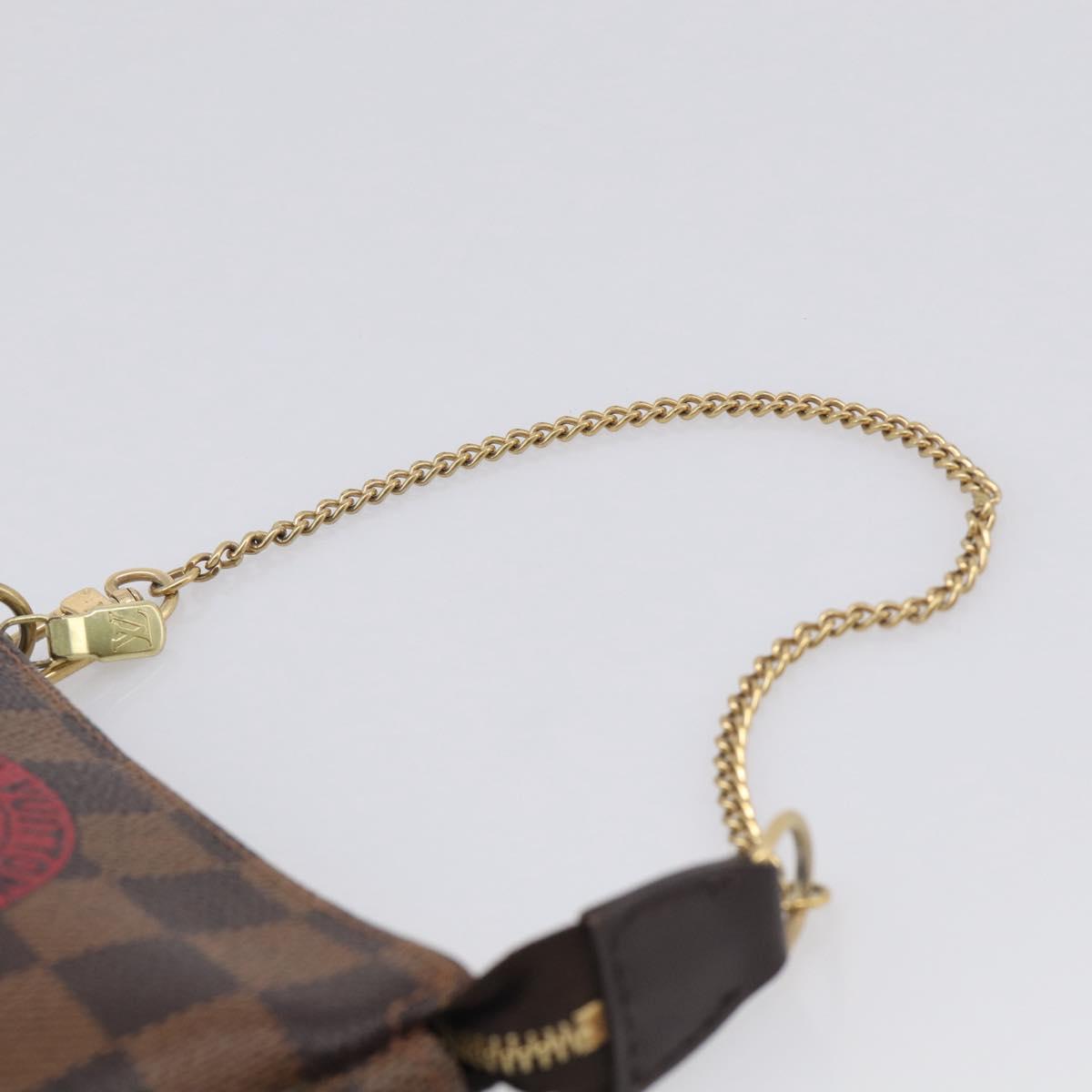 LOUIS VUITTON Damier Ebene Mini Pochette Accessoires Pouch N58011 Auth BA16809V