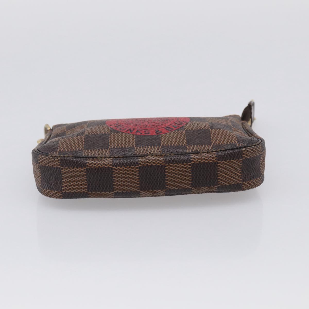 LOUIS VUITTON Damier Ebene Mini Pochette Accessoires Pouch N58011 Auth BA16809V