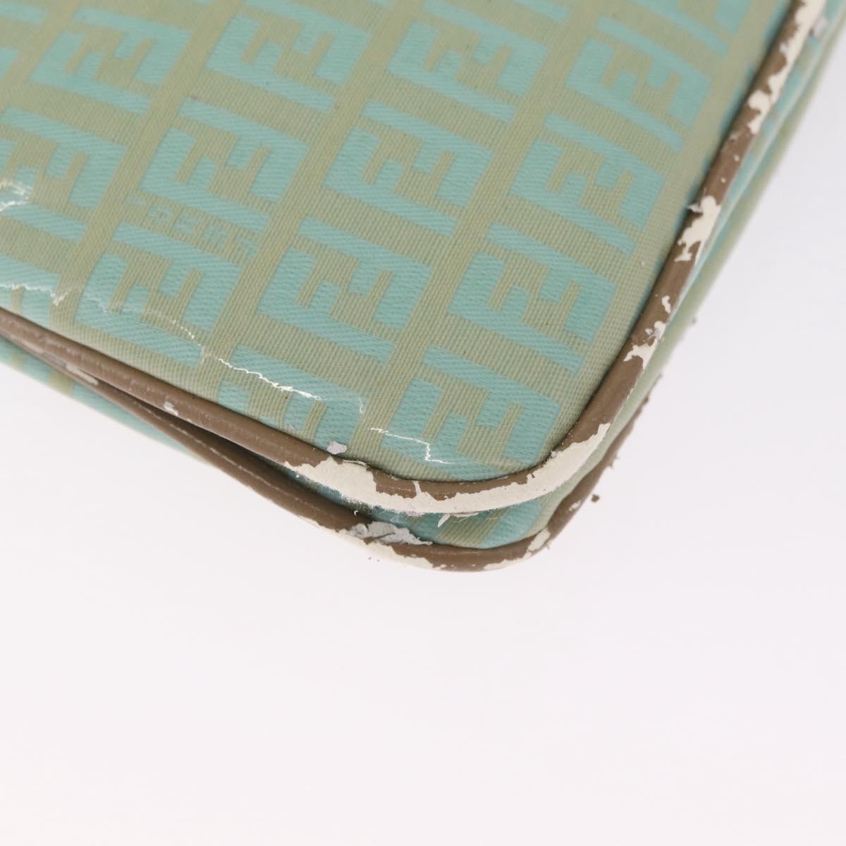 FENDI Zucchino Mamma Baguette Shoulder Bag PVC Mint Green Gold Tone Auth BA16812