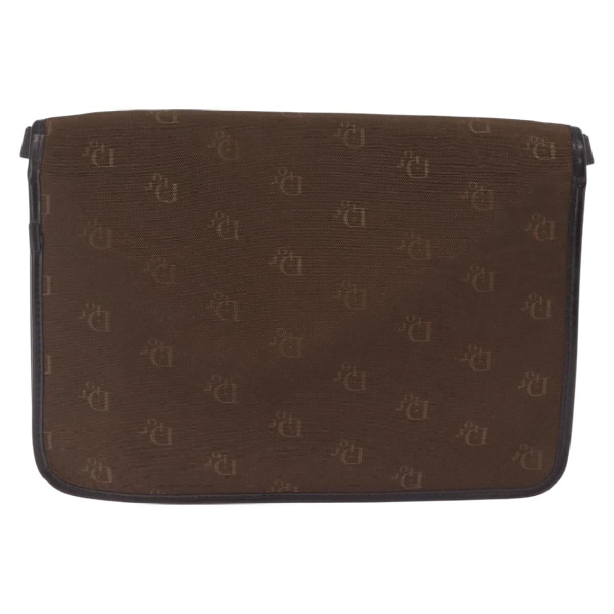 Christian Dior Honeycomb Shoulder Bag Canvas Brown Gold Tone Auth BA16813