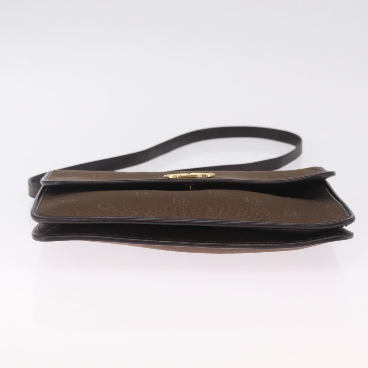 Christian Dior Honeycomb Shoulder Bag Canvas Brown Gold Tone Auth BA16813