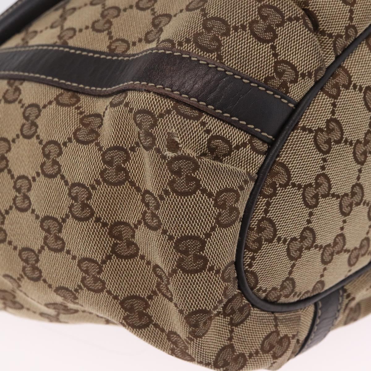 GUCCI GG Canvas Abbey Hand Bag Beige Gold Tone 211982 Auth BA16814