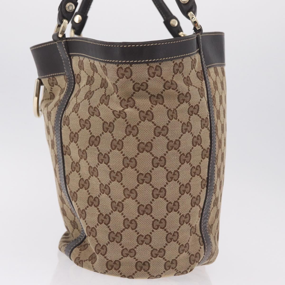 GUCCI GG Canvas Abbey Hand Bag Beige Gold Tone 211982 Auth BA16814