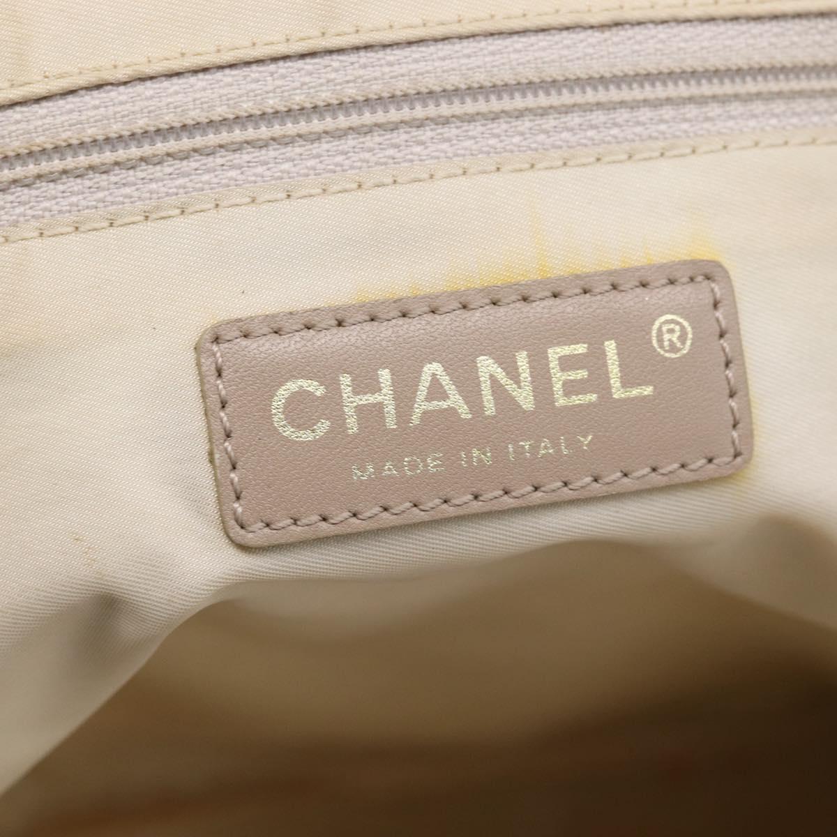 CHANEL New Travel Line Tote Bag Canvas Beige Gold Tone CC Auth BA16815