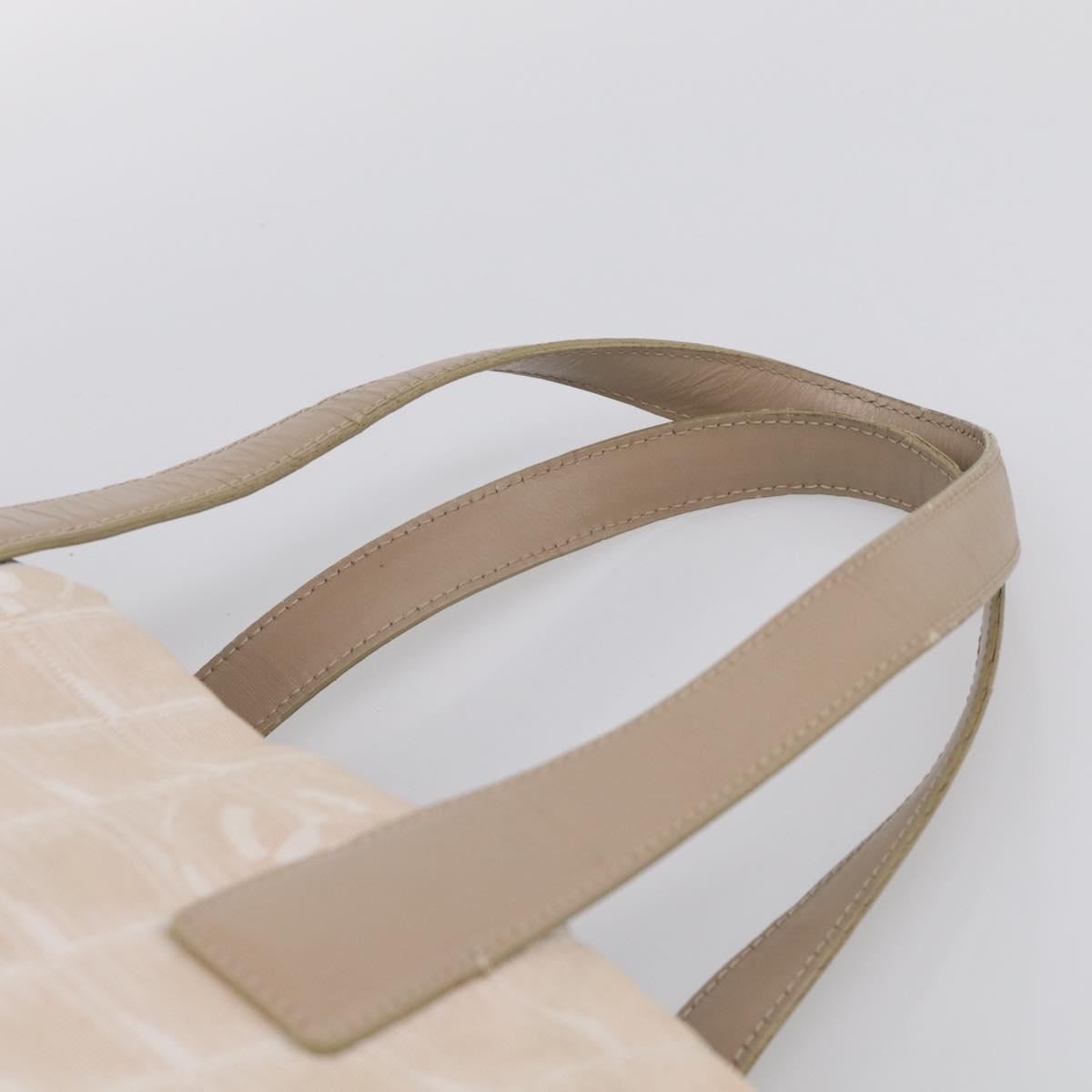 CHANEL New Travel Line Tote Bag Canvas Beige Gold Tone CC Auth BA16815