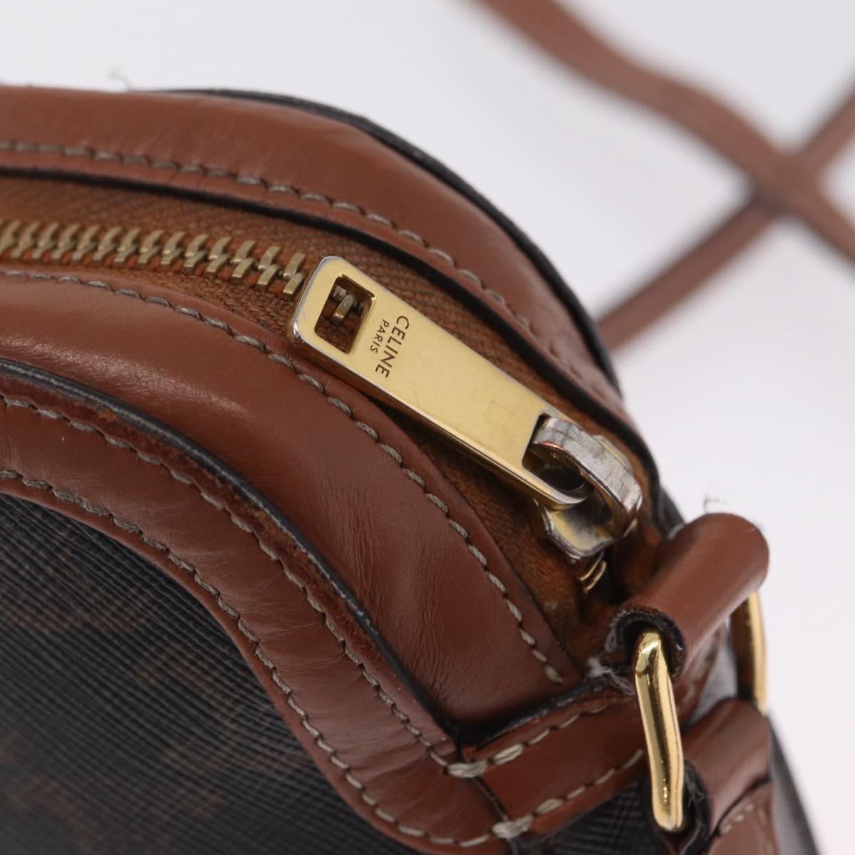 CELINE Triomphe Shoulder Bag PVC Leather Black Gold Tone Auth BA16816