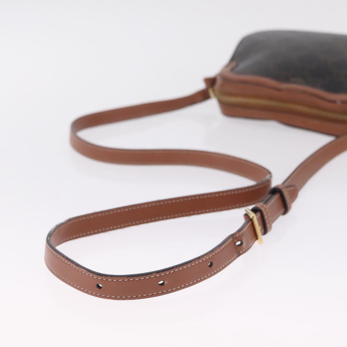 CELINE Triomphe Shoulder Bag PVC Leather Black Gold Tone Auth BA16816