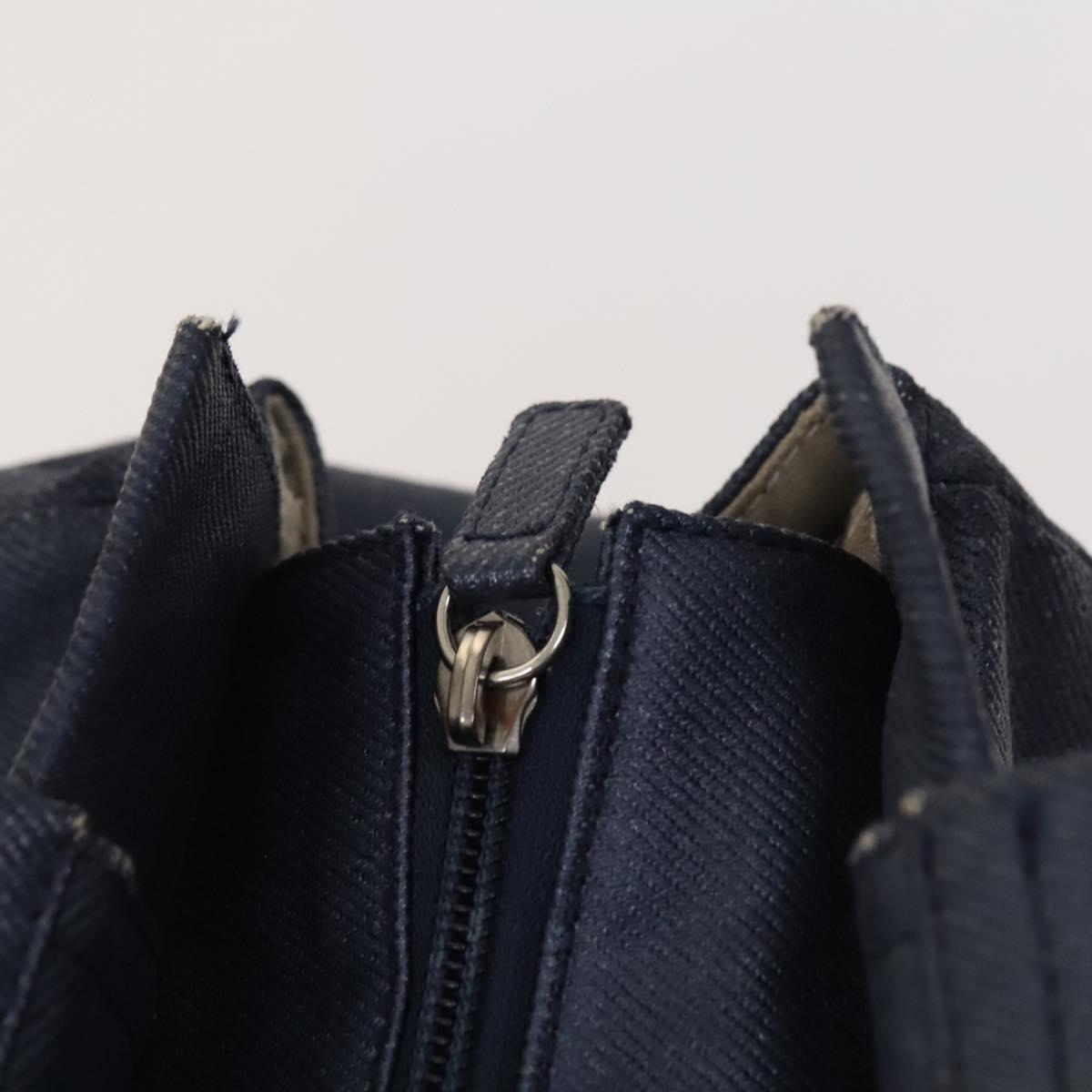 CHANEL COCO Mark Tote Bag Coated Canvas Blue CC Auth BA1682