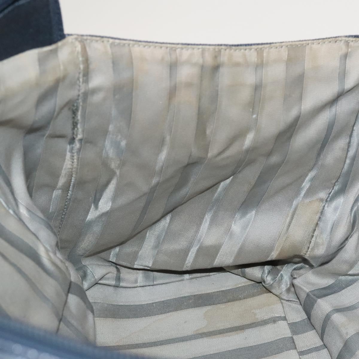 CHANEL COCO Mark Tote Bag Coated Canvas Blue CC Auth BA1682