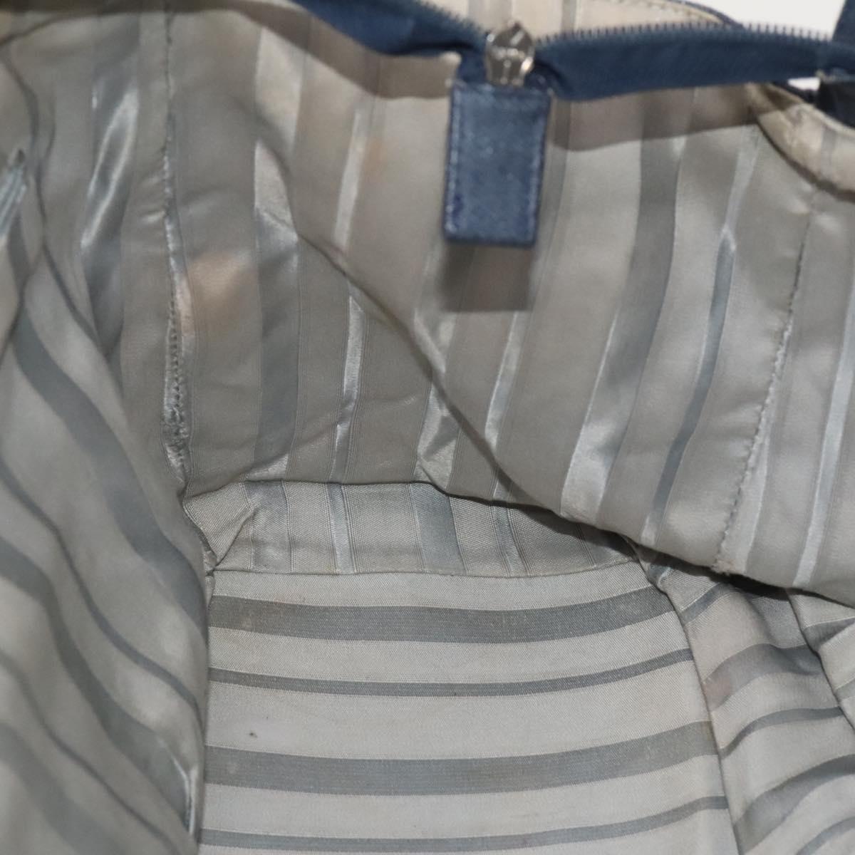 CHANEL COCO Mark Tote Bag Coated Canvas Blue CC Auth BA1682