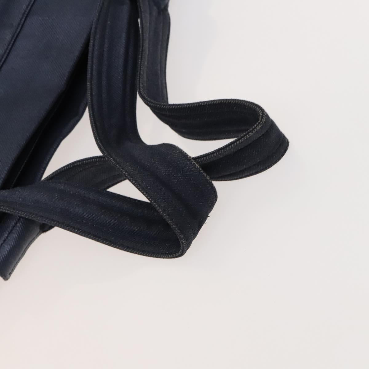 CHANEL COCO Mark Tote Bag Coated Canvas Blue CC Auth BA1682