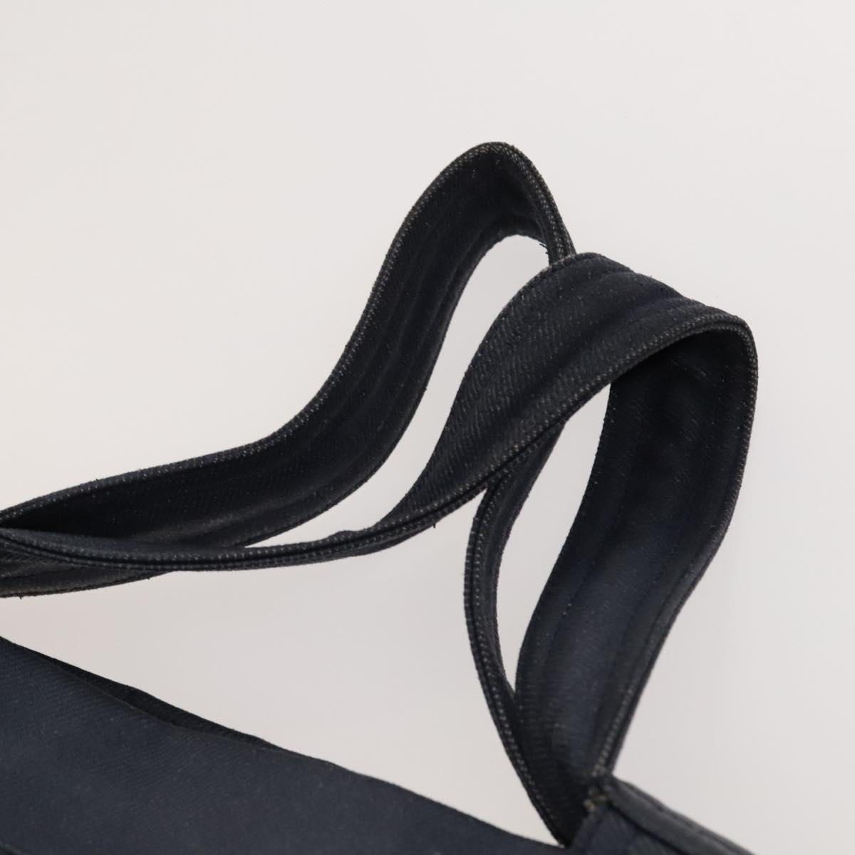 CHANEL COCO Mark Tote Bag Coated Canvas Blue CC Auth BA1682