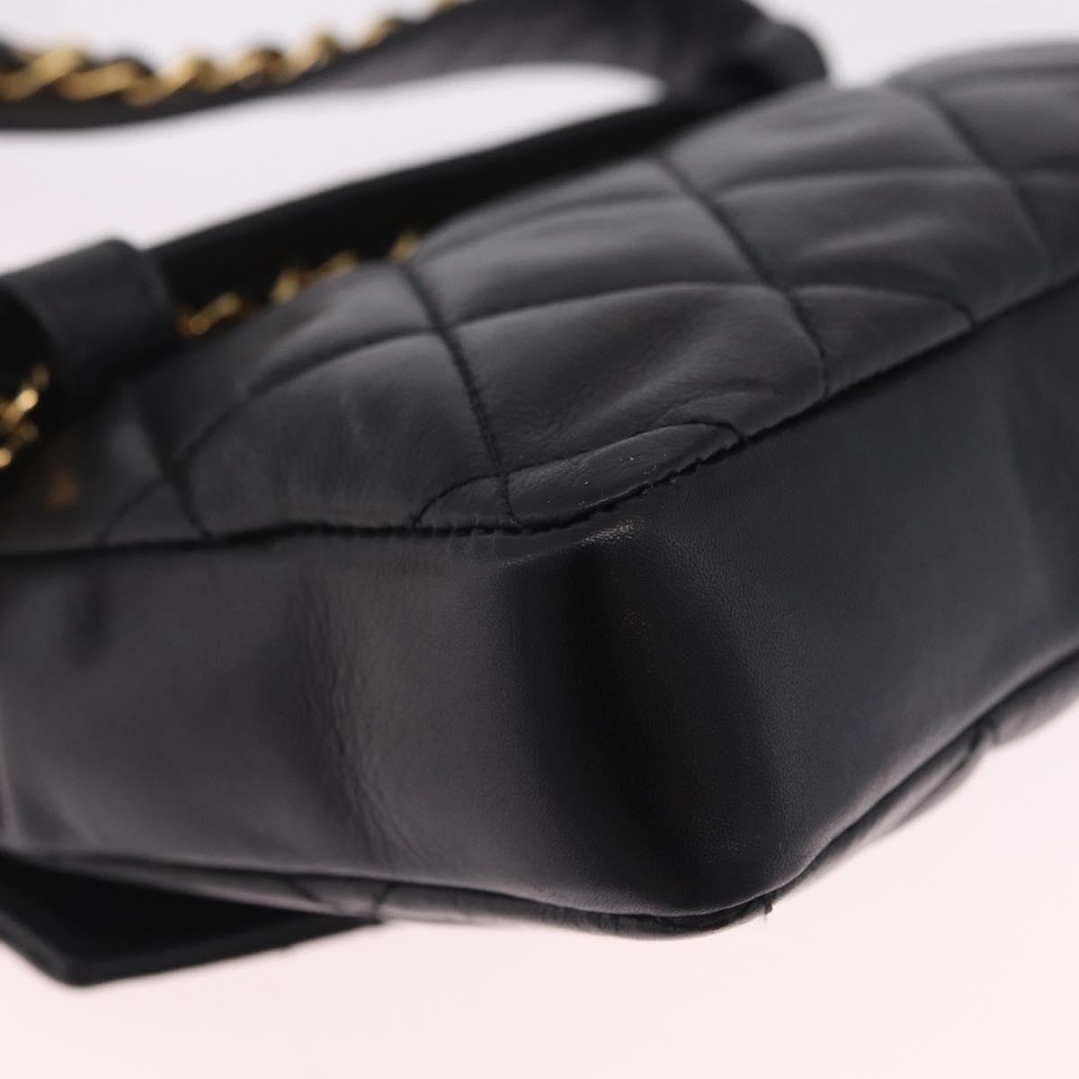 CHANEL Matelasse Chain Waist Bag Lamb Skin Black Gold Tone CC Auth BA16820