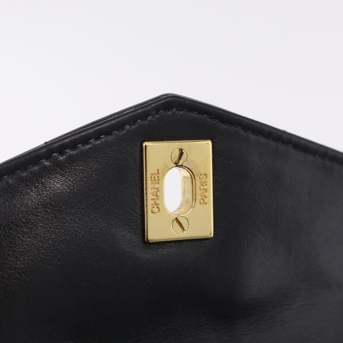CHANEL Matelasse Chain Waist Bag Lamb Skin Black Gold Tone CC Auth BA16820