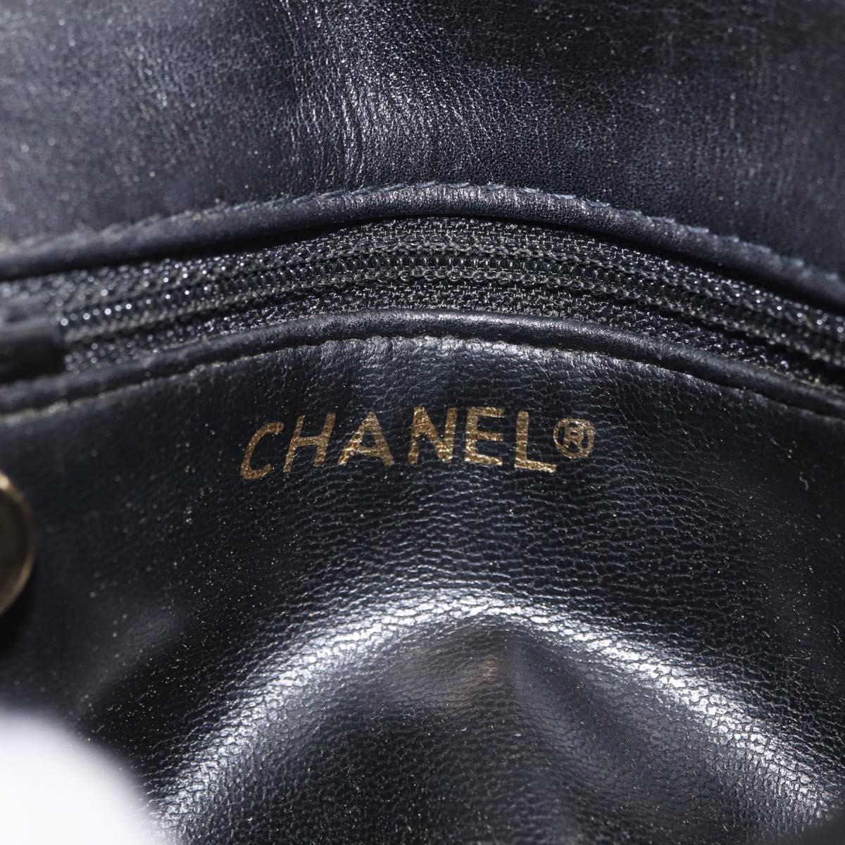 CHANEL Matelasse Chain Waist Bag Lamb Skin Black Gold Tone CC Auth BA16820
