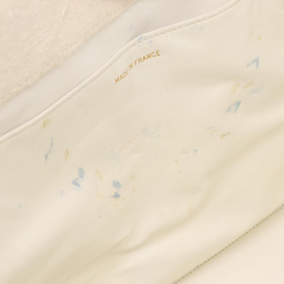CHANEL Matelasse Chain Tote Bag Canvas Ivory Gold Tone CC Auth BA16821