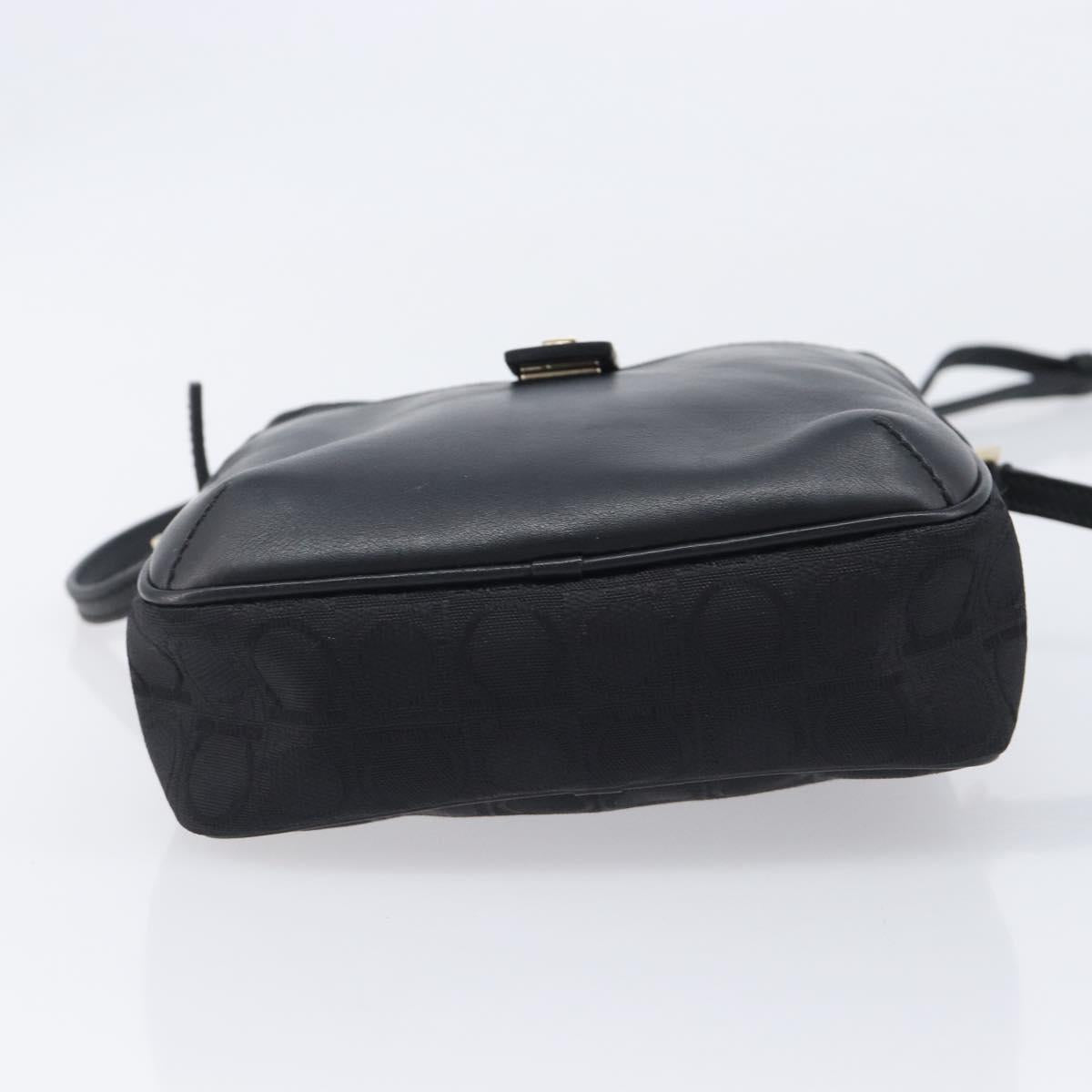 Salvatore Ferragamo Shoulder Bag Canvas Black Gold Tone Auth BA16827