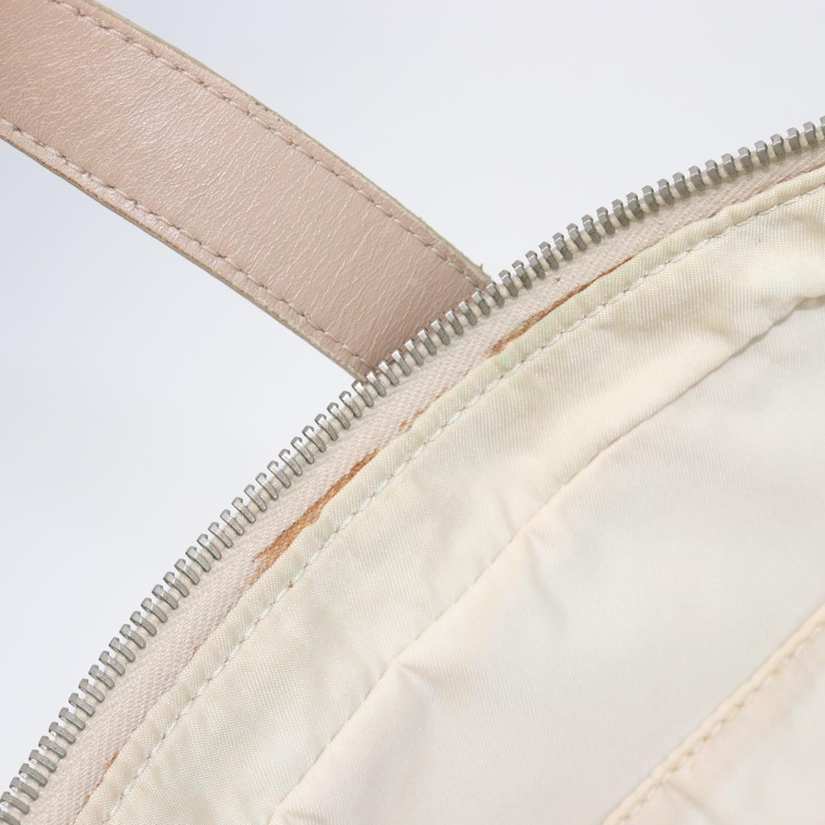 CHANEL New Travel Line Hand Bag Canvas Beige Silver CC Auth BA16834