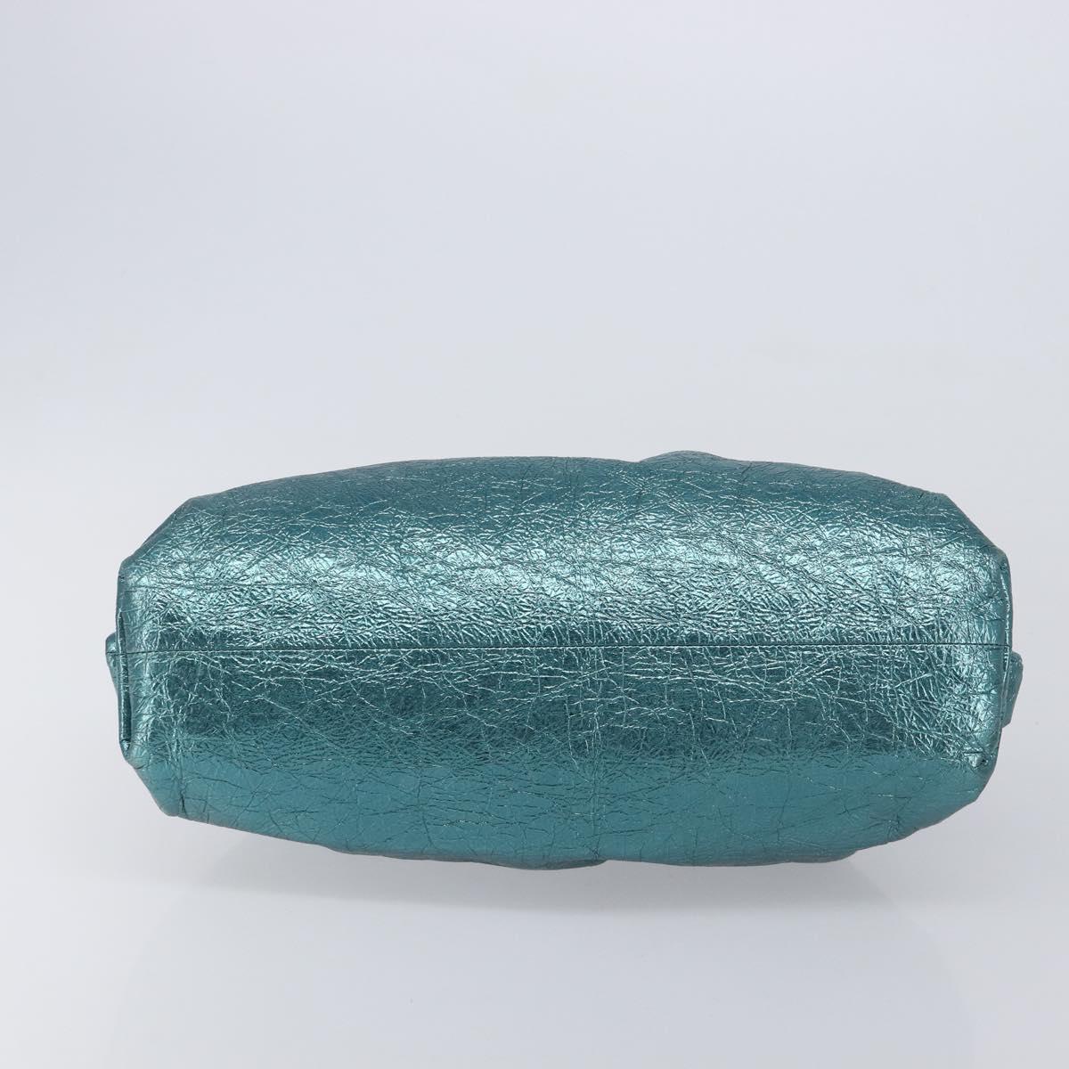 Bottega Veneta The Pouch Clutch Bag Leather Emerald Green Auth BA16836A