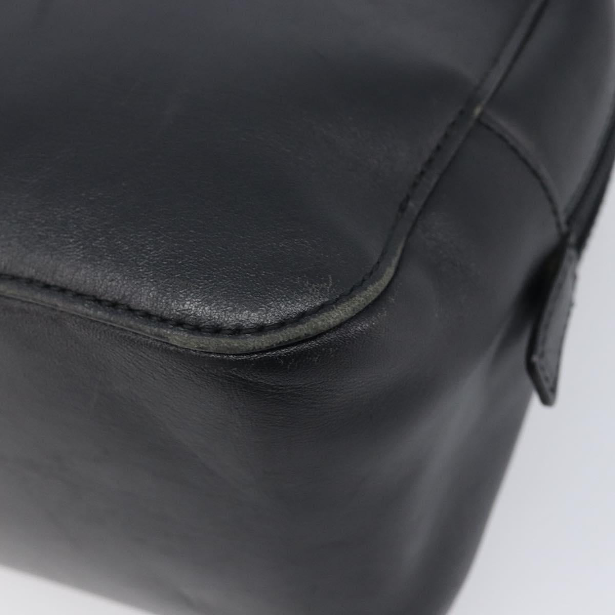 BURBERRY Hand Bag Leather Black Silver Auth BA16837