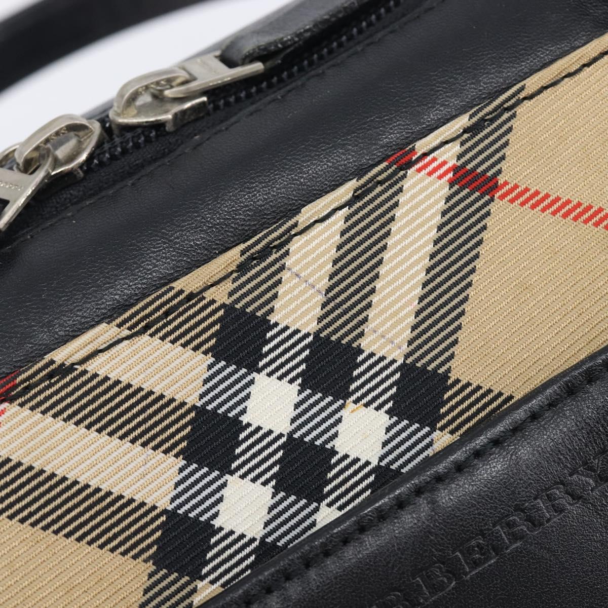 BURBERRY Hand Bag Leather Black Silver Auth BA16837