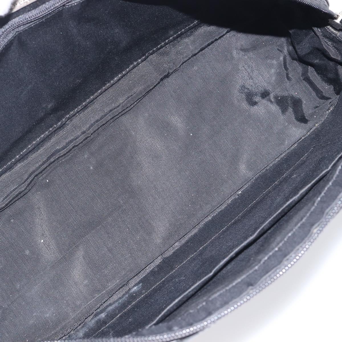 BURBERRY Hand Bag Leather Black Silver Auth BA16837