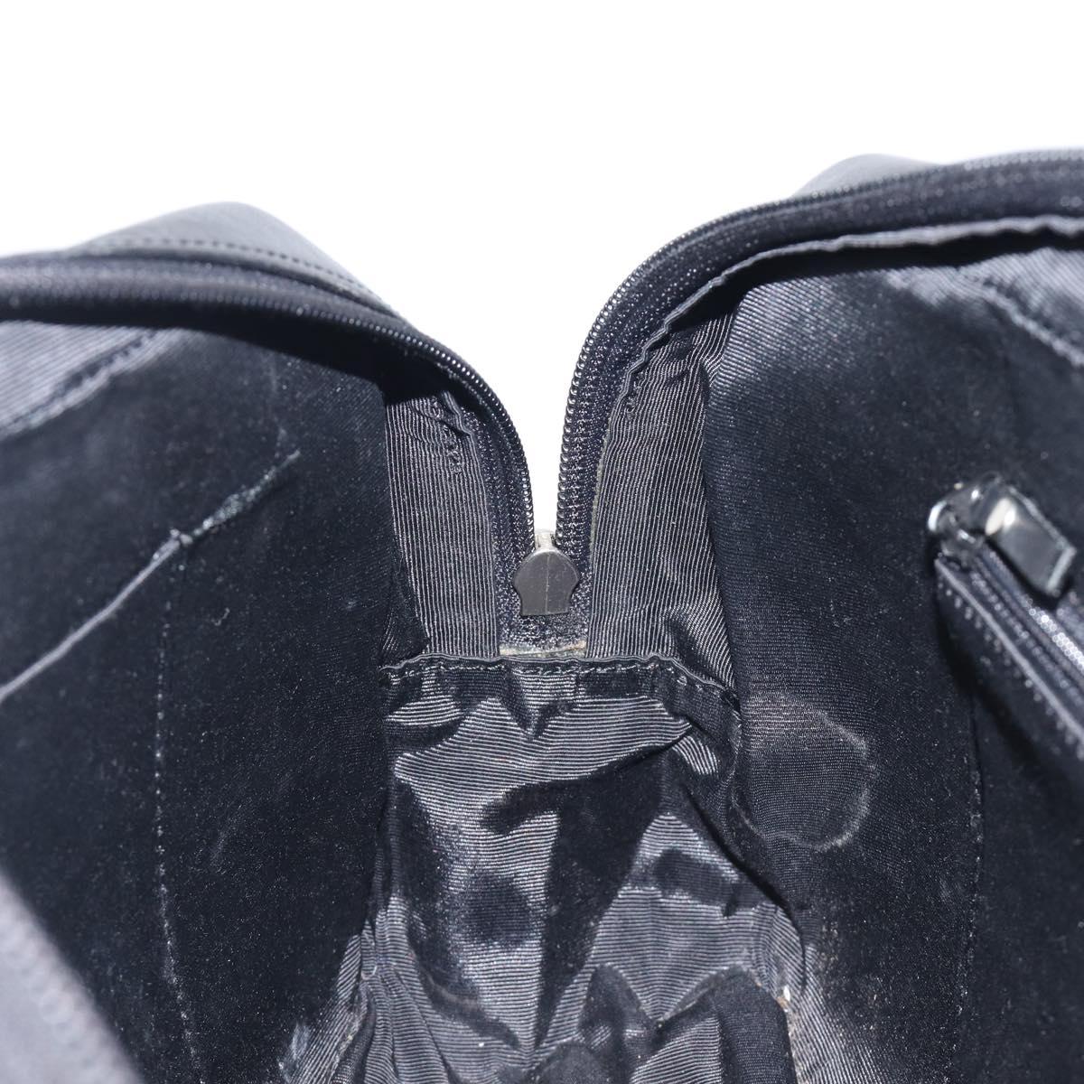 BURBERRY Hand Bag Leather Black Silver Auth BA16837