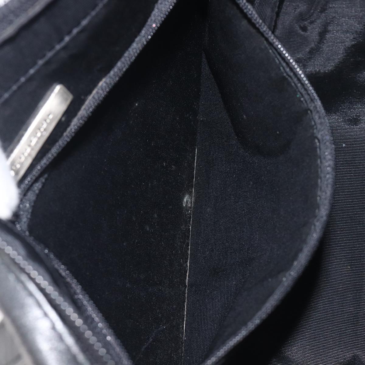 BURBERRY Hand Bag Leather Black Silver Auth BA16837