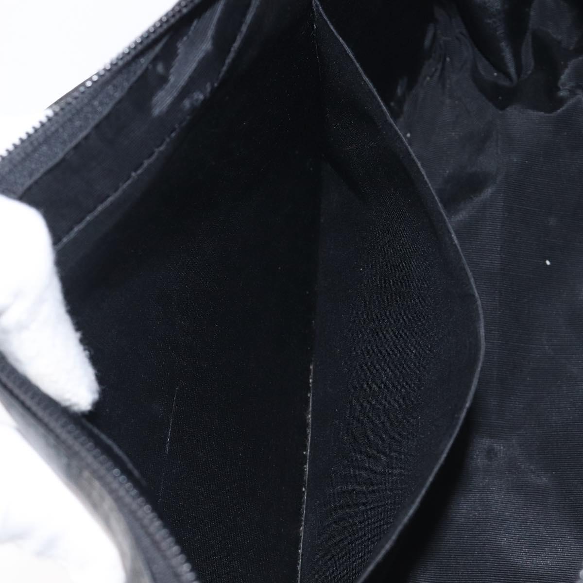 BURBERRY Hand Bag Leather Black Silver Auth BA16837