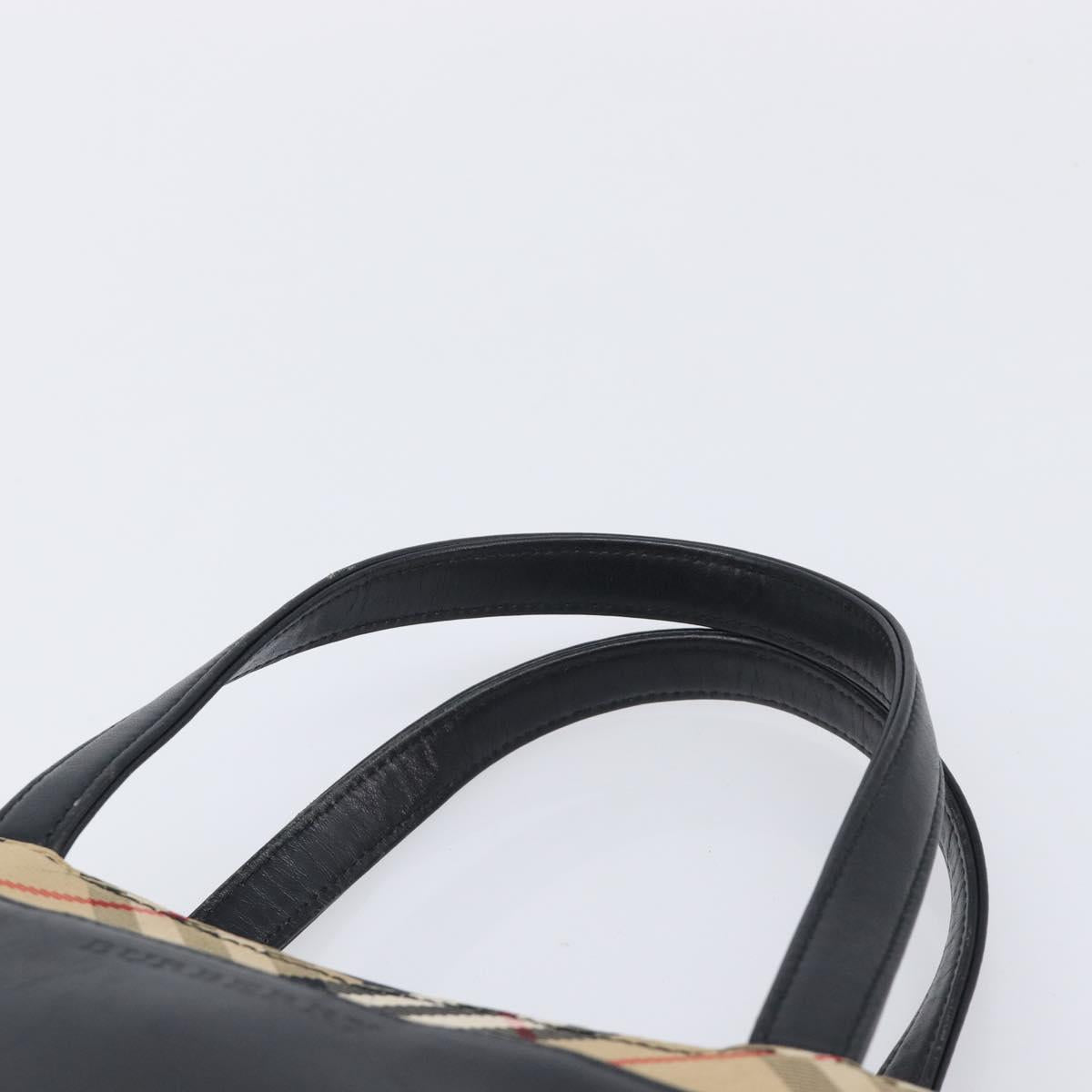 BURBERRY Hand Bag Leather Black Silver Auth BA16837