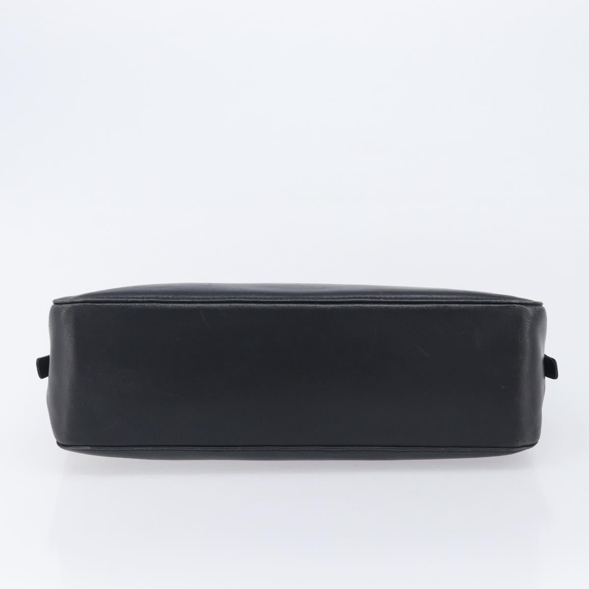 BURBERRY Hand Bag Leather Black Silver Auth BA16837