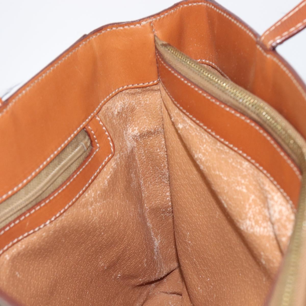 CELINE Macadam Hand Bag PVC Brown Gold Tone Auth BA16840