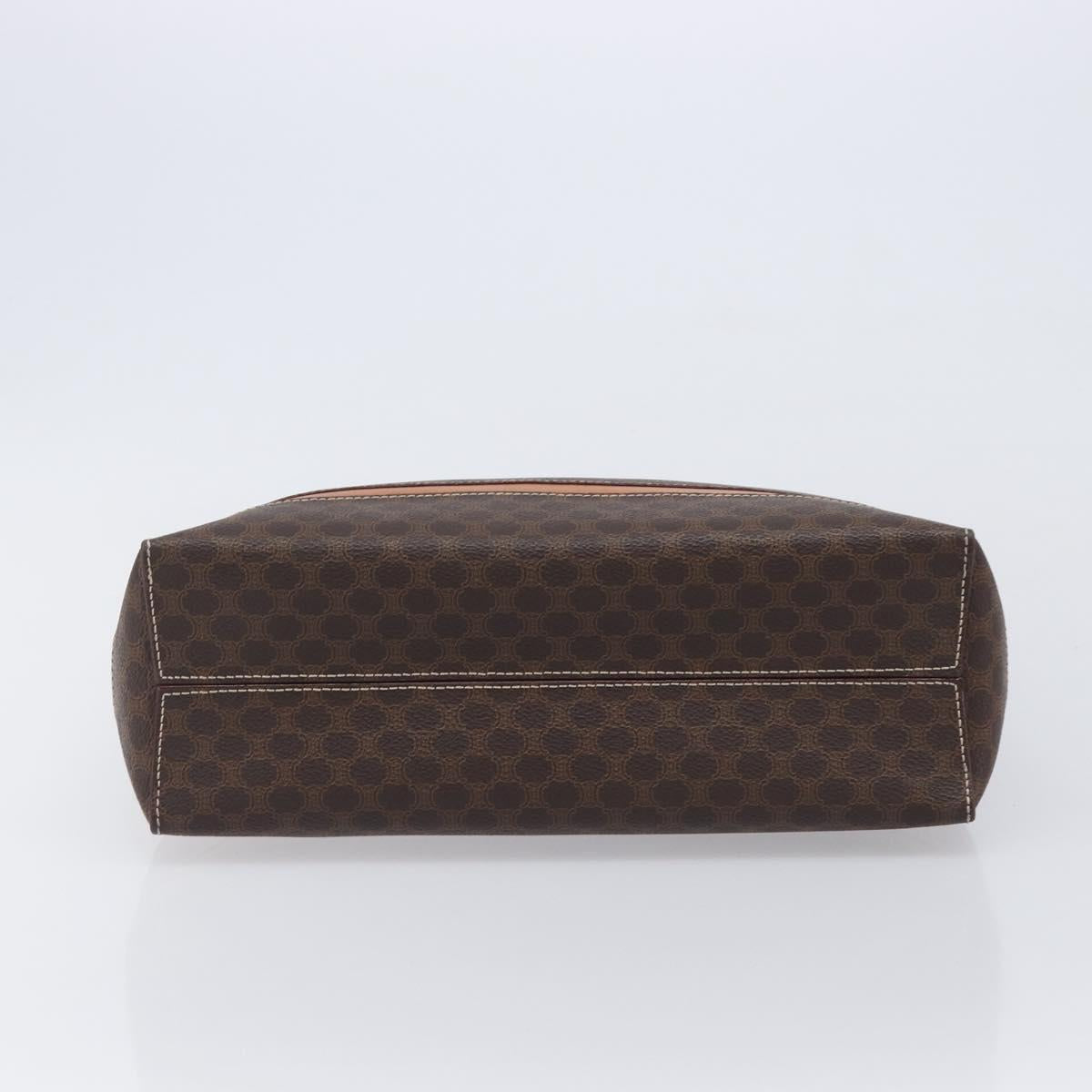 CELINE Macadam Hand Bag PVC Brown Gold Tone Auth BA16840