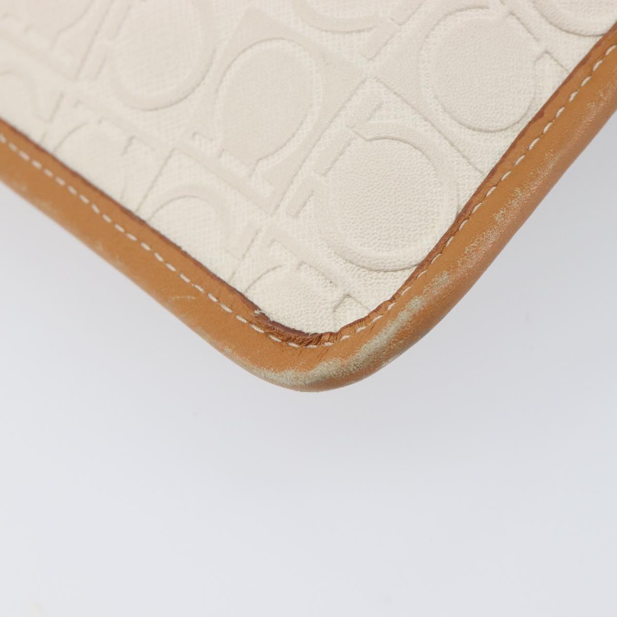 Salvatore Ferragamo Gancini Shoulder Bag Leather White Gold Tone Auth BA16841
