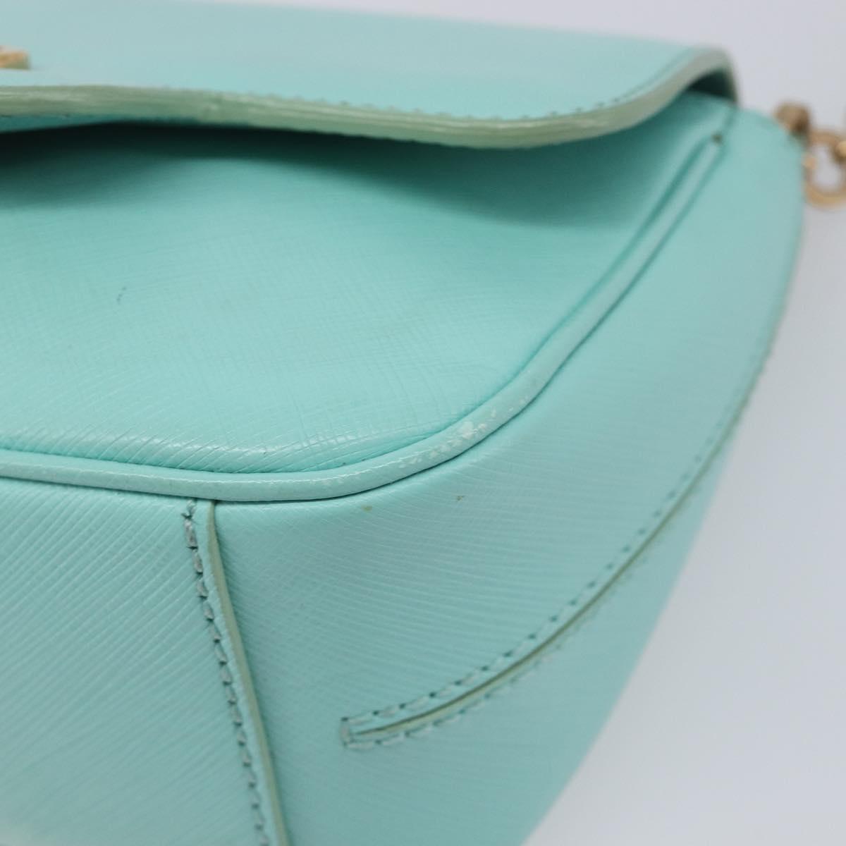 Salvatore Ferragamo Gancini Chain Shoulder Bag Leather Light Blue Auth BA16843A