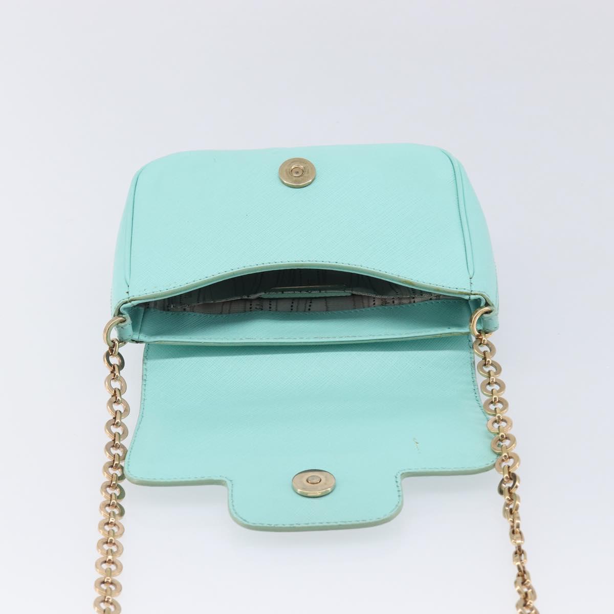 Salvatore Ferragamo Gancini Chain Shoulder Bag Leather Light Blue Auth BA16843A