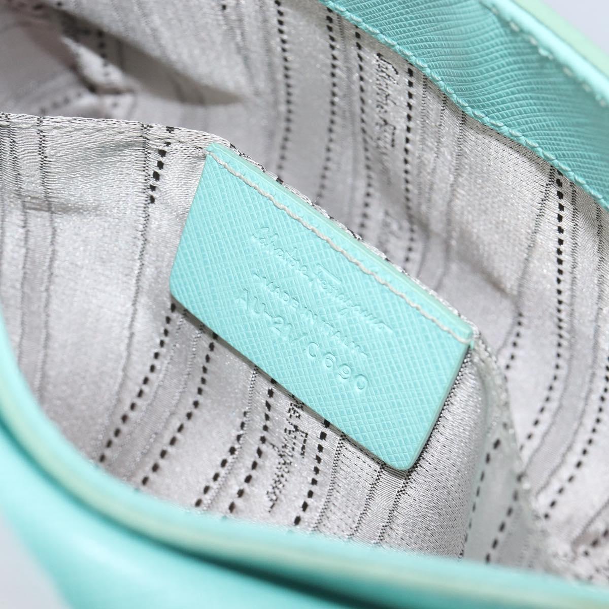 Salvatore Ferragamo Gancini Chain Shoulder Bag Leather Light Blue Auth BA16843A