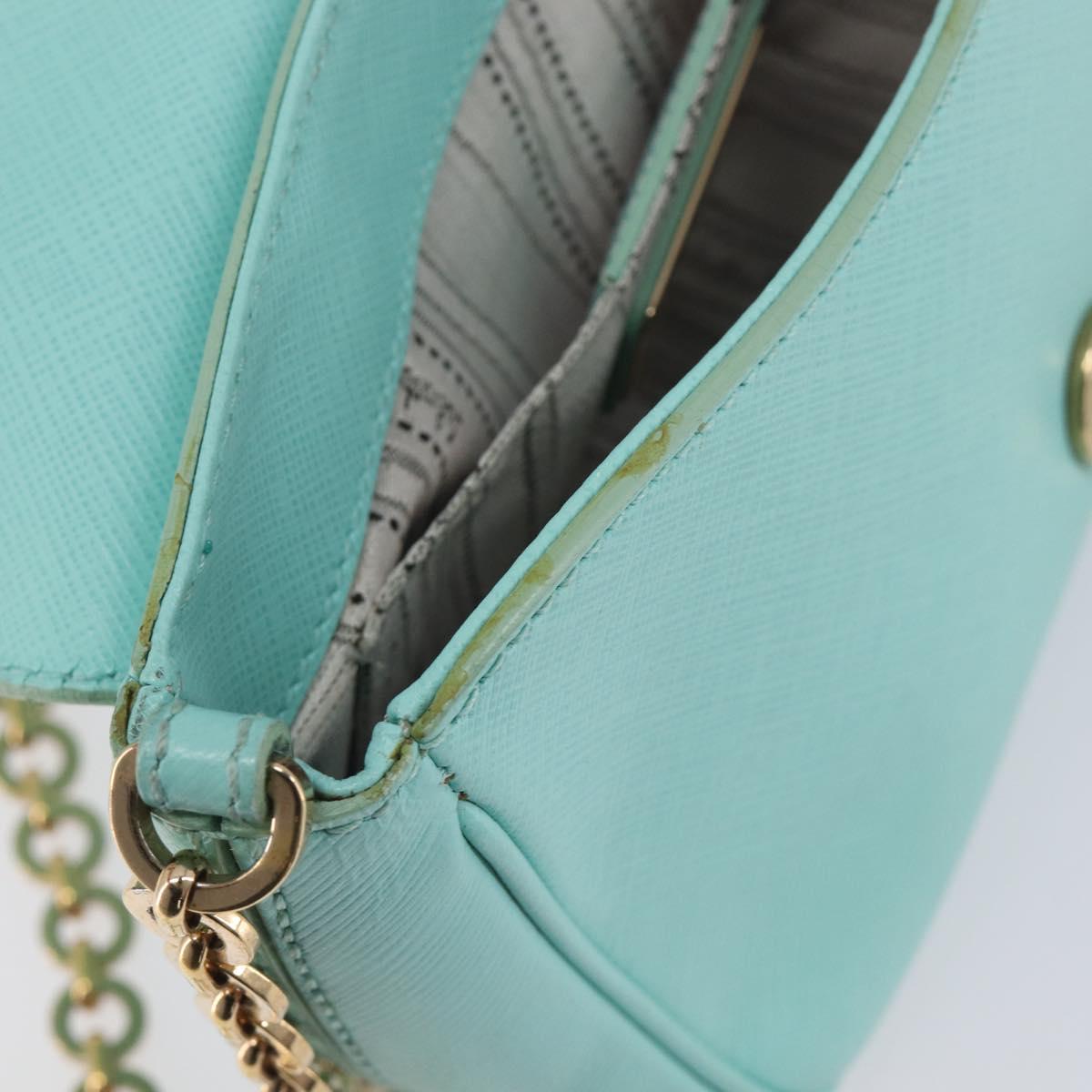 Salvatore Ferragamo Gancini Chain Shoulder Bag Leather Light Blue Auth BA16843A